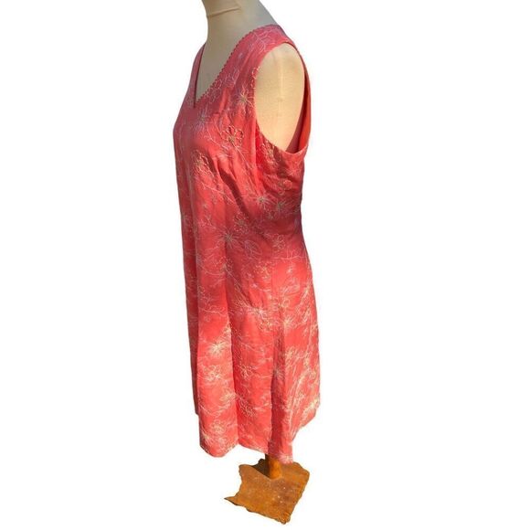 TALBOTS vintage Embroidered Floral Lace Trim V-Neck Linen Fully Lined Dress Size - Picture 5 of 15